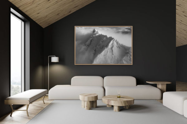 décoration chalet suisse - intérieur chalet suisse - photo montagne grand format - piz badile north face - L'Engadine : Image montagne noir et blanc - Silvaplana photo