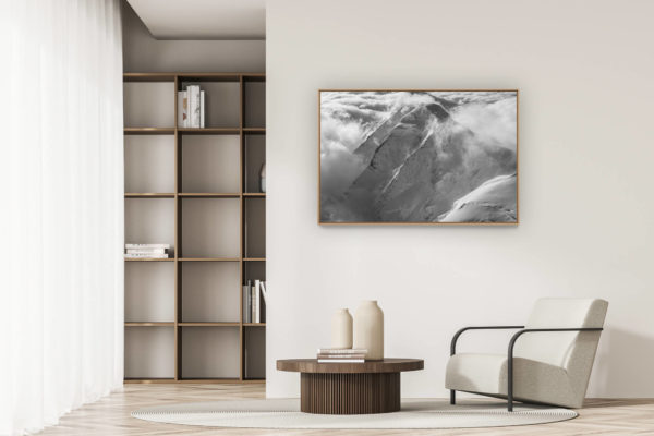 décoration appartement moderne - art déco design - Pontresina photo noir et blanc - Images Alpes vue du ciel