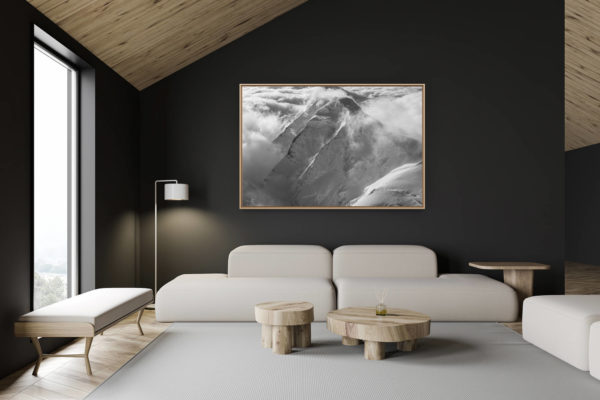 décoration chalet suisse - intérieur chalet suisse - photo montagne grand format - Pontresina photo noir et blanc - Images Alpes vue du ciel