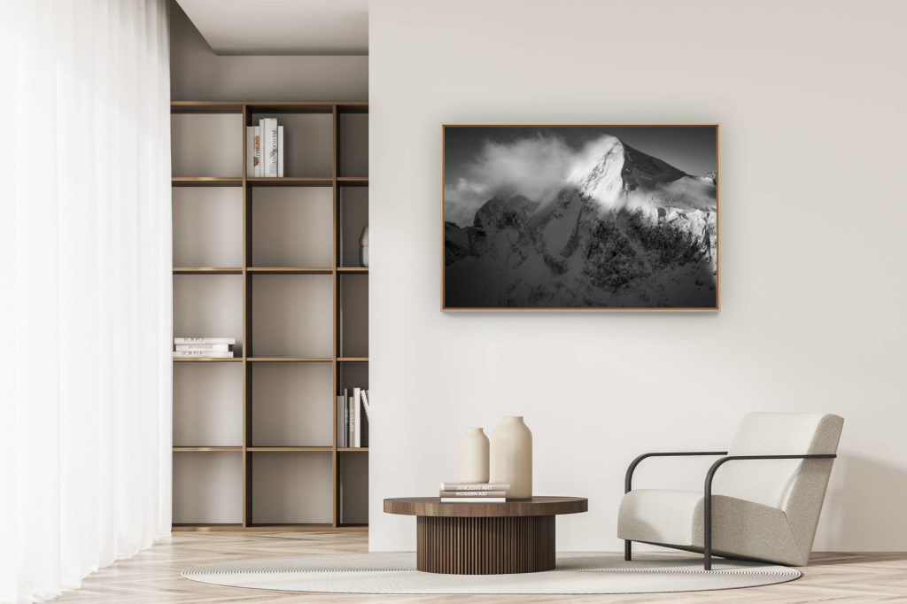 décoration appartement moderne - art déco design - Piz Roseg - engadine st moritz - image montagne noir et blanc