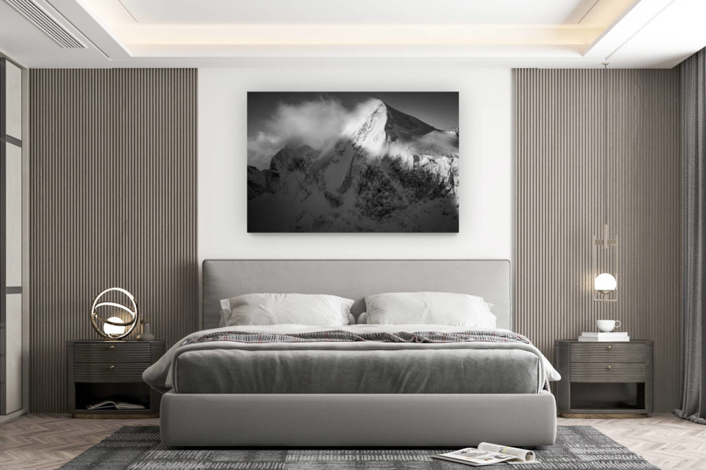 décoration murale chambre design - achat photo de montagne grand format - Piz Roseg - engadine st moritz - image montagne noir et blanc