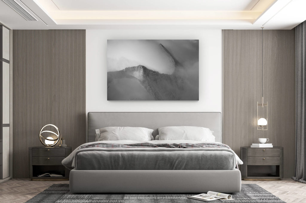 décoration murale chambre design - achat photo de montagne grand format - Piz Zupò - suisse engadine- image de montagne noir et blanc