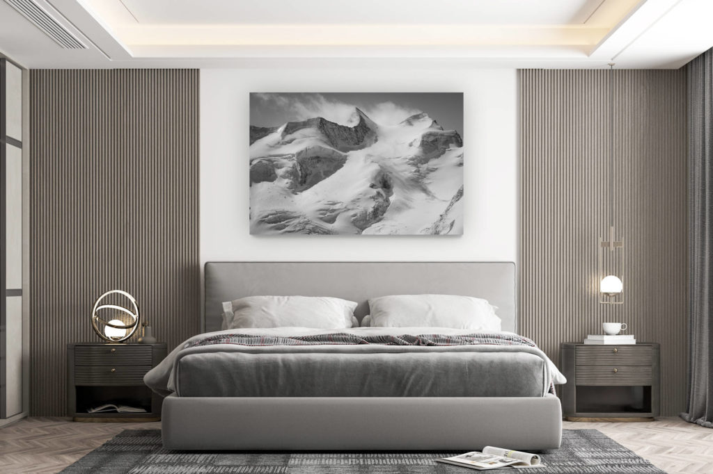 wall decorations for design rooms - buy large mountain pictures - Engadine Grisons Davos - Black and white mountain picture Piz Zupò - Piz Argient