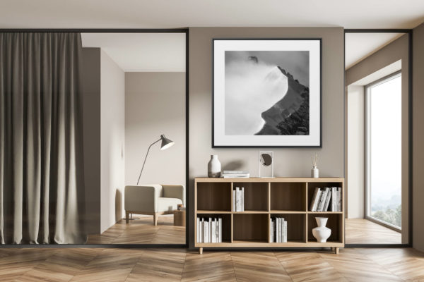 décoration chalet exclusif - tirage photo grand format - Montagne St Moritz photos noir et blanc - Pizzo Bianco - Bernina