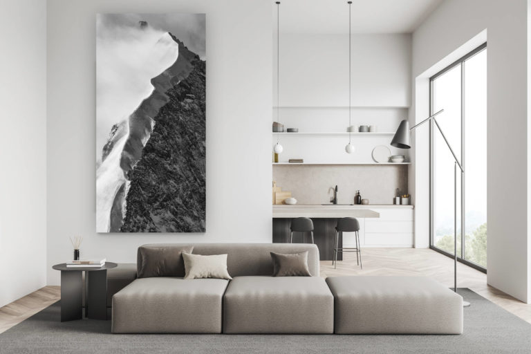 décoration salon suisse - photo montagne noir et blanc - Photo Engadine St Moritz - image noir et blanc Alpes Suisses