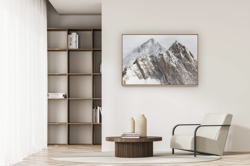 décoration appartement moderne - art déco design - Rotstock - Aletschhorn - photo paysage de montagne en hiver - cadre photo montagne