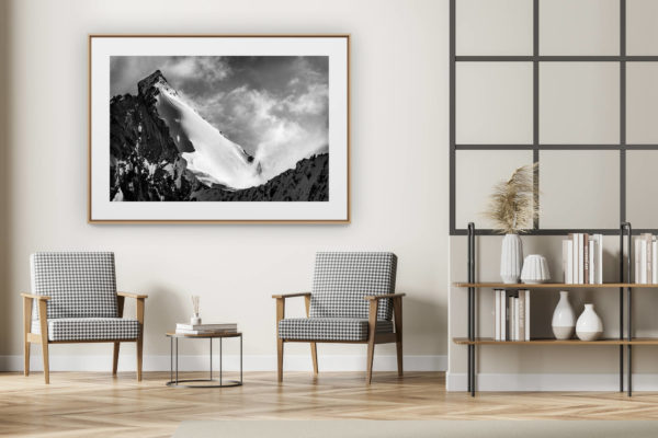 décoration intérieur moderne avec photo de montagne noir et blanc grand format - Photo Val d'Anniviers - image montagne