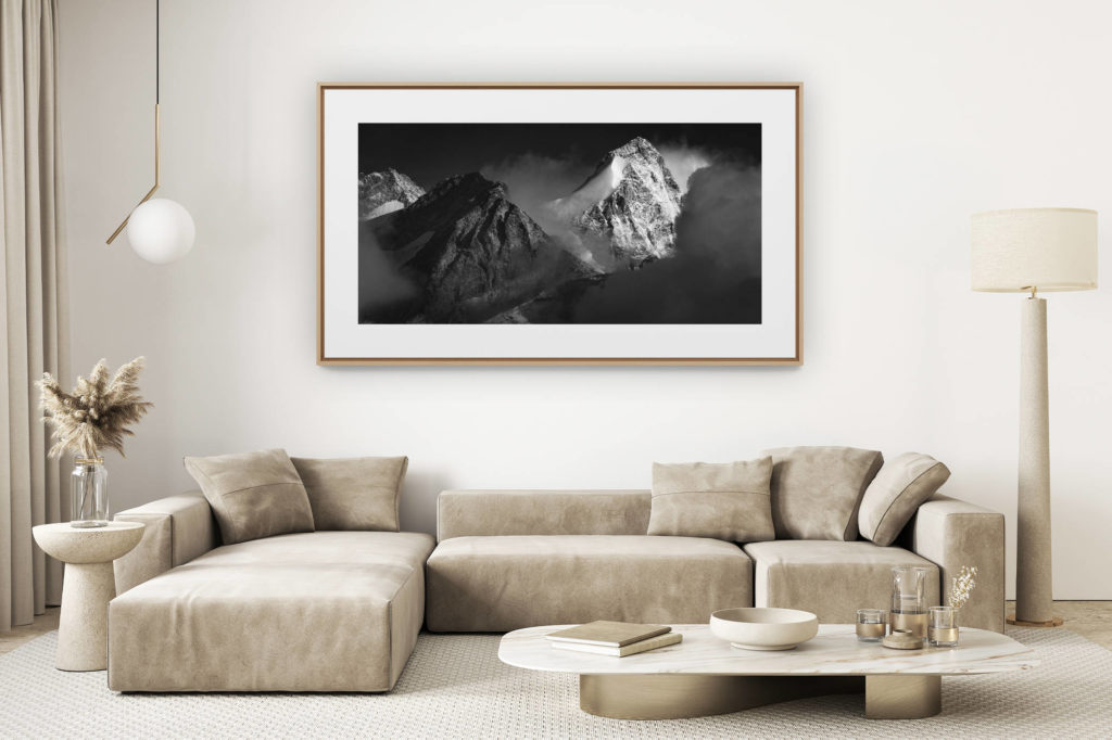 living room decoration Light - large size mountain picture - Zermatt Valais Swiss Alps - Schalihorn
