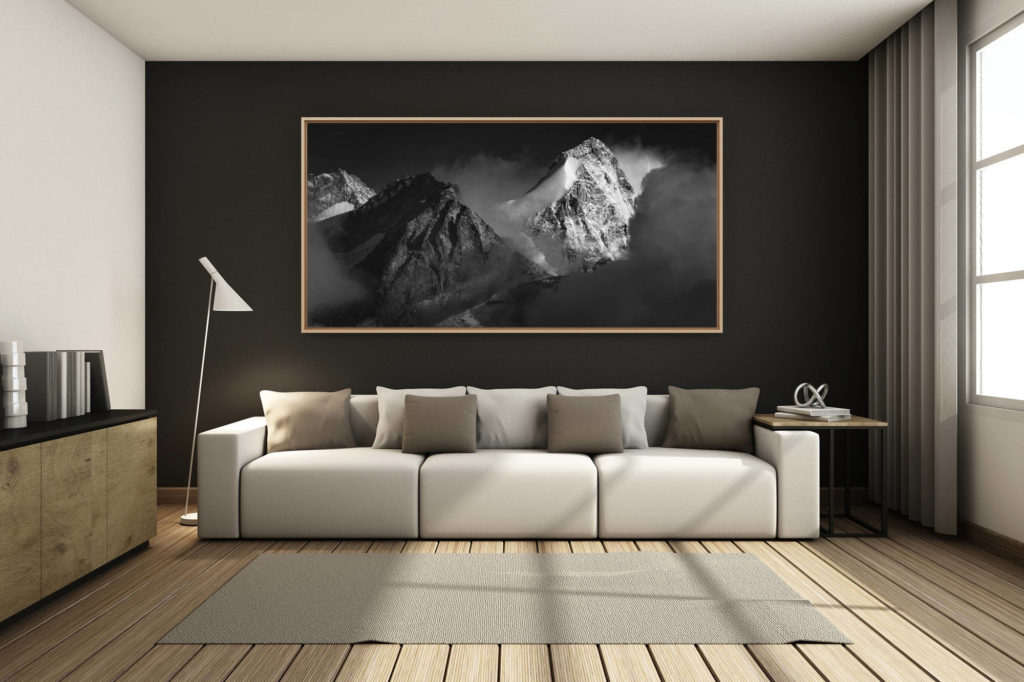 decorating the living room of a renovated mountain chalet - large size mountain photo - - Zermatt Valais Swiss Alps - Schalihorn