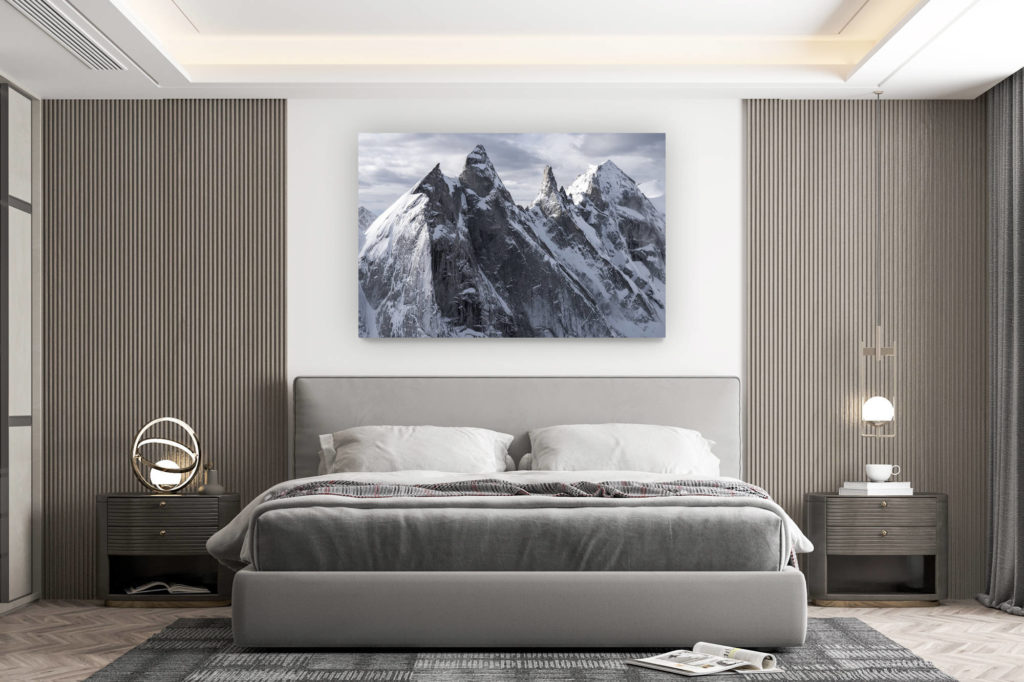 wanddekoration zimmer design - bergfoto kaufen großformat - Sciora - Montagne davos photos noir et blanc