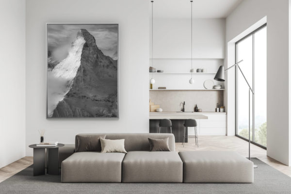 modern swiss living room decoration - mountain decoration large size photo -