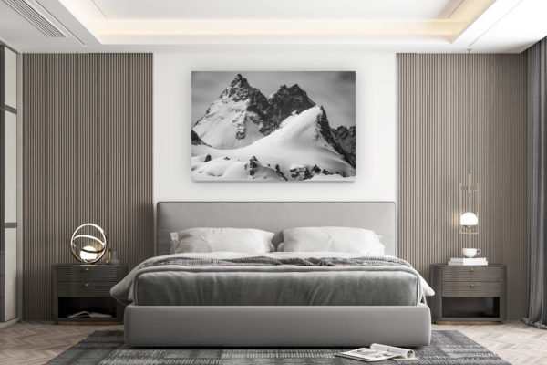 décoration murale chambre design - achat photo de montagne grand format - image d un paysage de montagne en noir et blanc - Bouquetins, Dents de Bertol - Aiguille de la Tsa - Veisivi