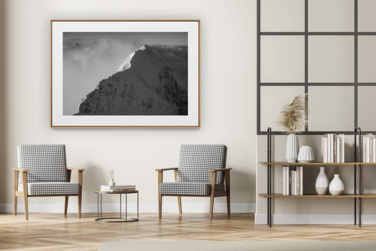 décoration intérieur moderne avec photo de montagne noir et blanc grand format - Eiger montagne - Sommets de l'Eiger en photo noir et blanc