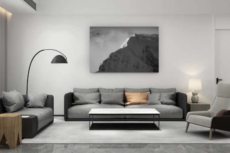 décoration salon contemporain suisse - cadeau amoureux de montagne suisse - Eiger montagne - Sommets de l'Eiger en photo noir et blanc