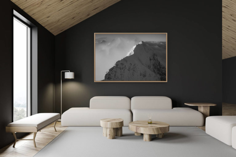 décoration chalet suisse - intérieur chalet suisse - photo montagne grand format - Eiger montagne - Sommets de l'Eiger en photo noir et blanc