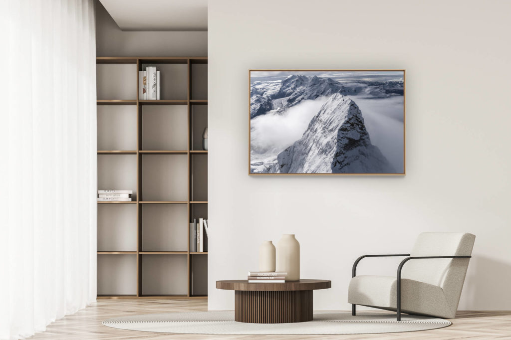 décoration appartement moderne - art déco design - Sommet de montagne du Mont Cervin - Vue aérienne des Alpes Suisses depuis un hélicoptère