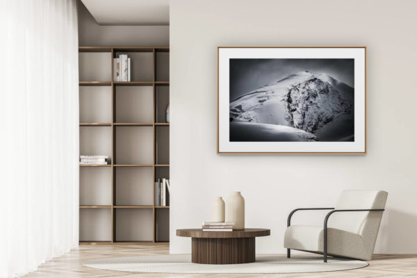 déco tendance salon moderne - photo montagne noir et blanc grand format - Photos de Zermatt et sa vallée - Valais - Alpes Suisse- Stralhorn