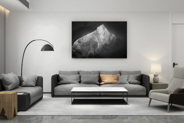 décoration salon contemporain suisse - cadeau amoureux de montagne suisse - Photo montagne enneigée Vallée Zermatt - photo de paysage de montagne