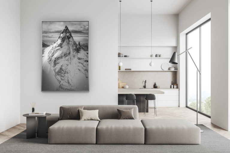 décoration salon suisse moderne - déco montagne photo grand format - image noir et blanc montagne - Alpes Suisses Torrone Orientale