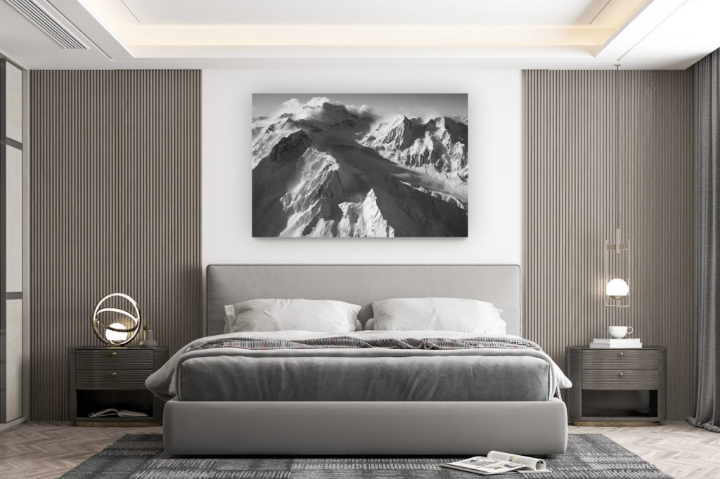 décoration murale chambre design - achat photo de montagne grand format - Vallée des Combins - image lever de soleil montagne et paysage montagne noir et blanc - massif montagne des Alpes Suisses