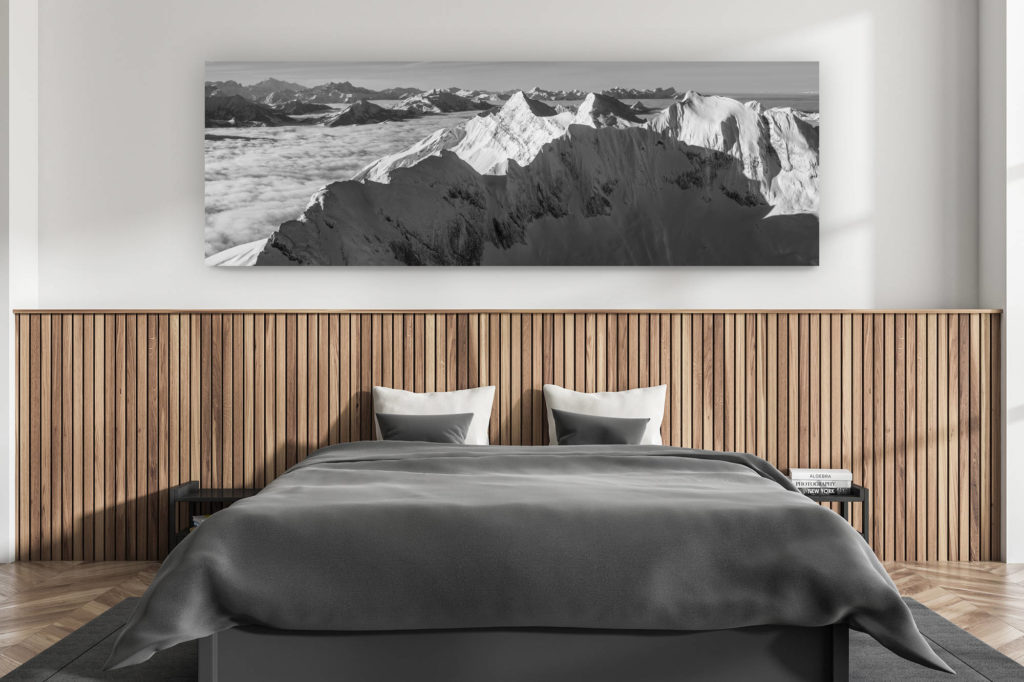 décoration murale chambre adulte moderne - intérieur chalet suisse - photo montagnes grand format alpes suisses - Pananorama du Vanil Noir- photo panoramique du Vanil Noir, des Dents du Midi et du Mont Blanc