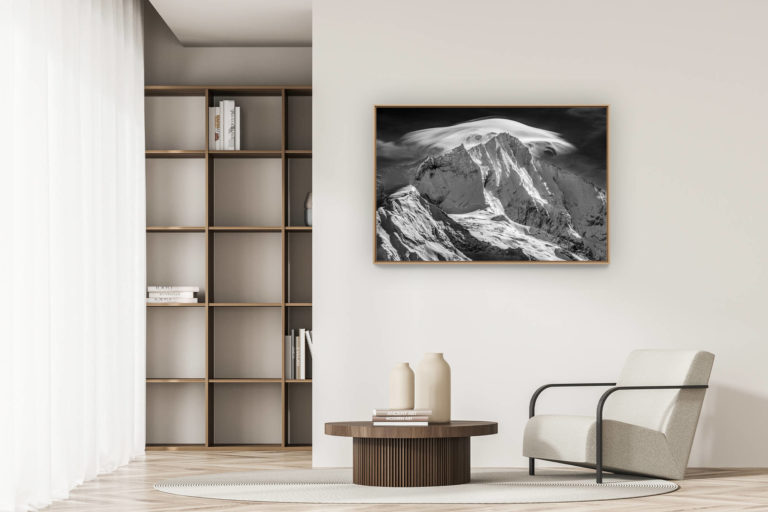 décoration appartement moderne - art déco design - image montagne noir et blanc - photo paysage montagne - tableau montagne suisse - montagne enneigée - Photo montagne Weisshorn vu de Grimmentz