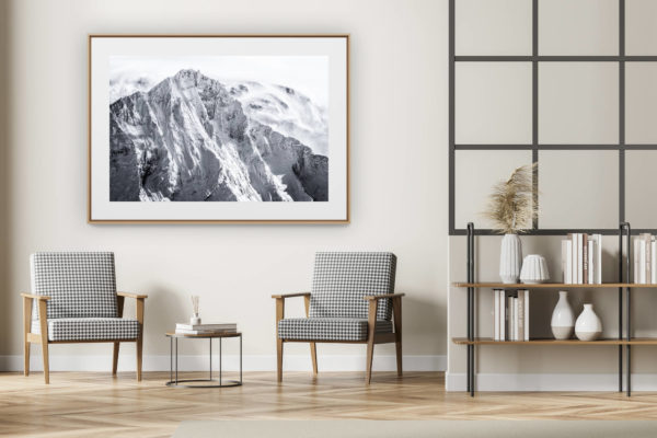 décoration intérieur moderne avec photo de montagne noir et blanc grand format - Photo montagne noir et blanc Val d'Anniviers