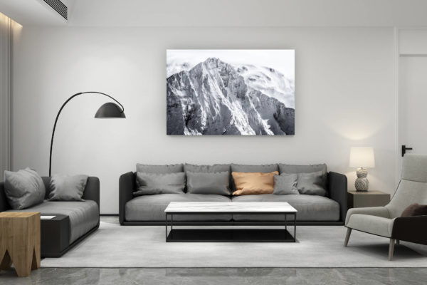 décoration salon contemporain suisse - cadeau amoureux de montagne suisse - Photo montagne noir et blanc Val d'Anniviers