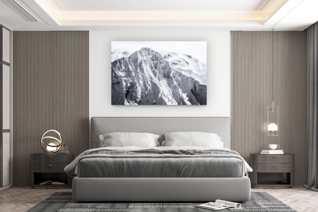 décoration murale chambre design - achat photo de montagne grand format - Photo montagne noir et blanc Val d'Anniviers