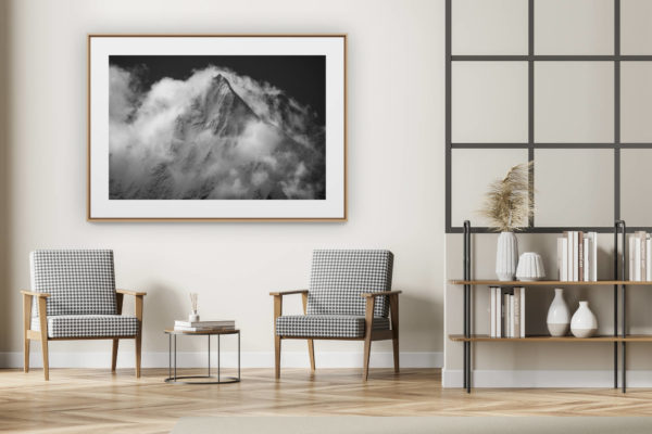 décoration intérieur moderne avec photo de montagne noir et blanc grand format - Weisshorn - photo et image de montagne