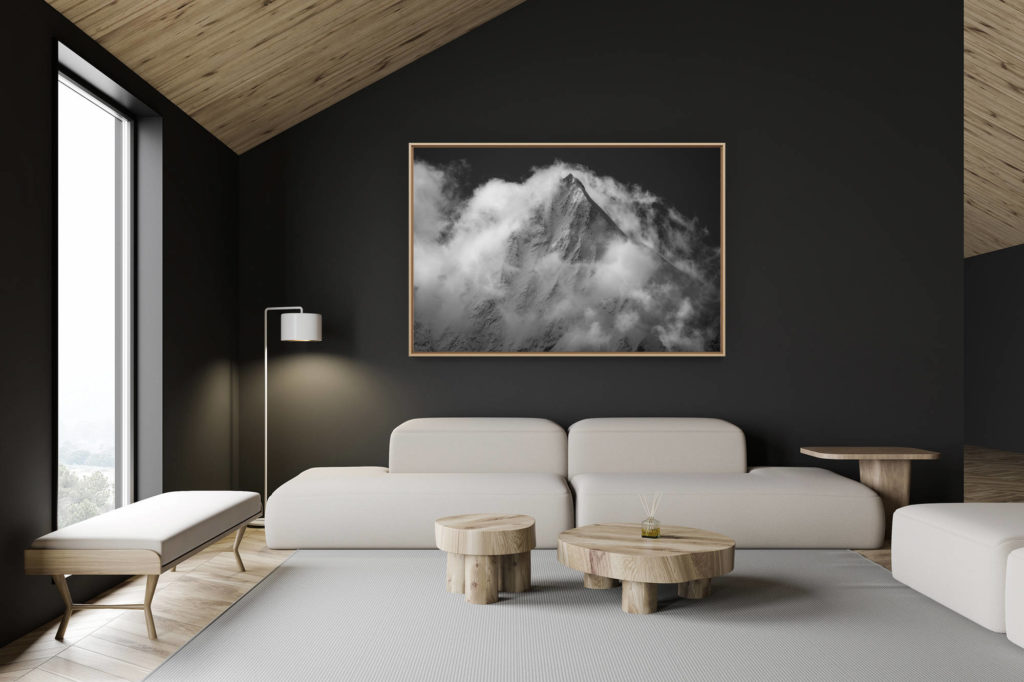 swiss chalet decoration - swiss chalet interior - big mountain picture - Weisshorn - mountain picture