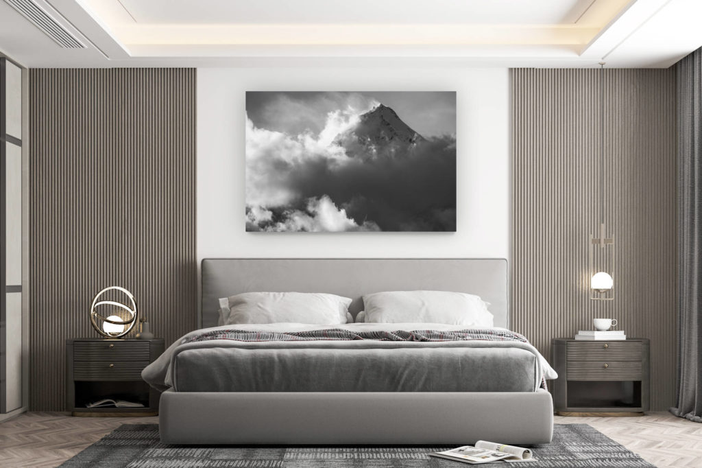 design room wall decoration - buy large size mountain photo - Weisshorn - summit rocky mountain in the Swiss Alps of the Zermatt valley in a sea of clouds