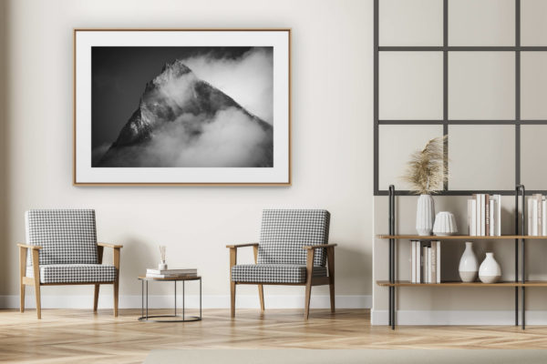 décoration intérieur moderne avec photo de montagne noir et blanc grand format - Weisshorn - photo montagne noir et blanc