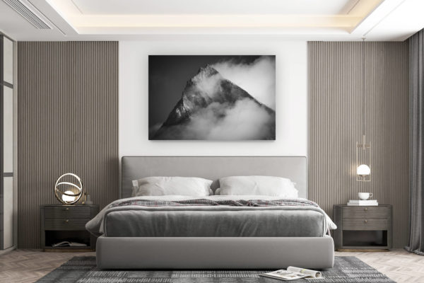 décoration murale chambre design - achat photo de montagne grand format - Weisshorn - photo montagne noir et blanc