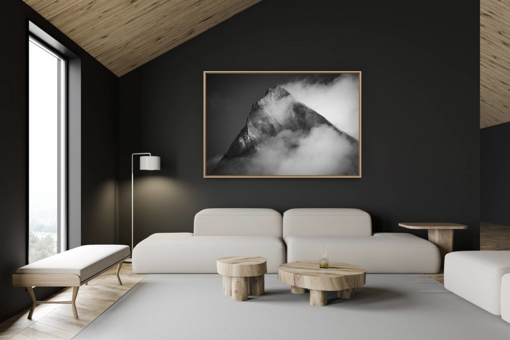 décoration chalet suisse - intérieur chalet suisse - photo montagne grand format - Weisshorn - photo montagne noir et blanc