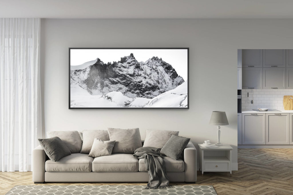 déco salon rénové - tendance photo montagne grand format - photo weisshorn montagne neige