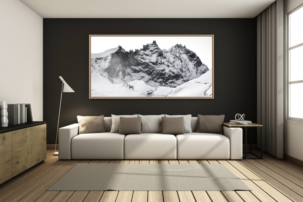 déco salon chalet rénové de montagne - photo montagne grand format -  - photo weisshorn montagne neige