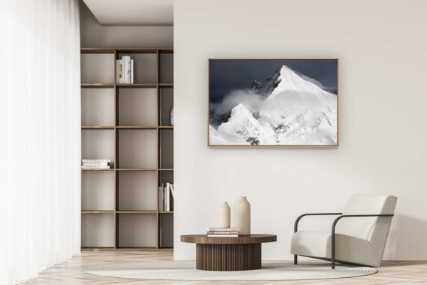 modern apartment decoration - art deco design - Weisshorn - Schaligrat - Schalihorn - snowy mountains pictures in Switzerland