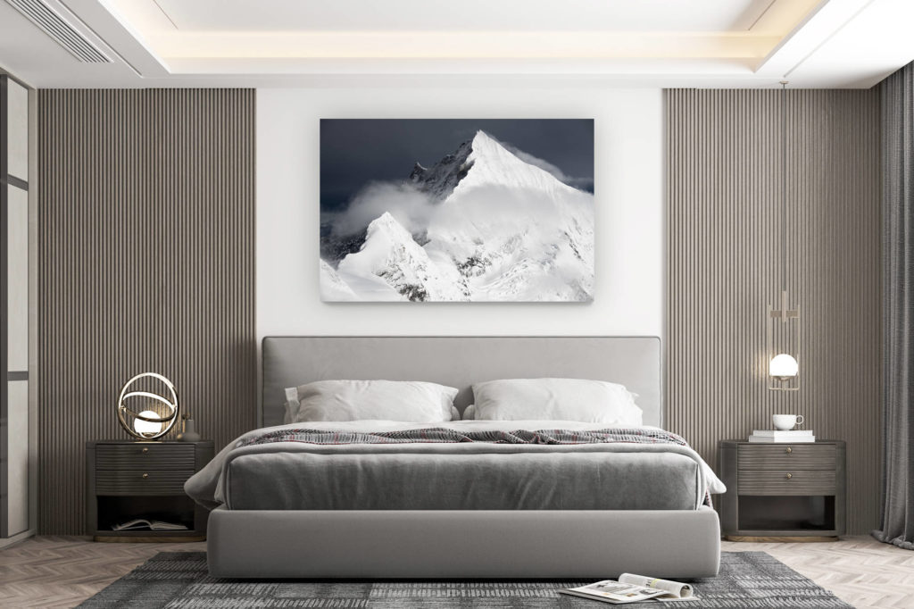 décoration murale chambre design - achat photo de montagne grand format - Weisshorn - Schaligrat - Schalihorn - massif montagneux photos montagnes enneigees en Suisses