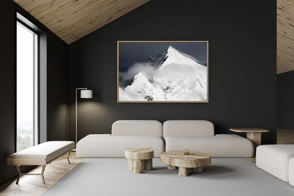 décoration chalet suisse - intérieur chalet suisse - photo montagne grand format - Weisshorn - Schaligrat - Schalihorn - massif montagneux photos montagnes enneigees en Suisses