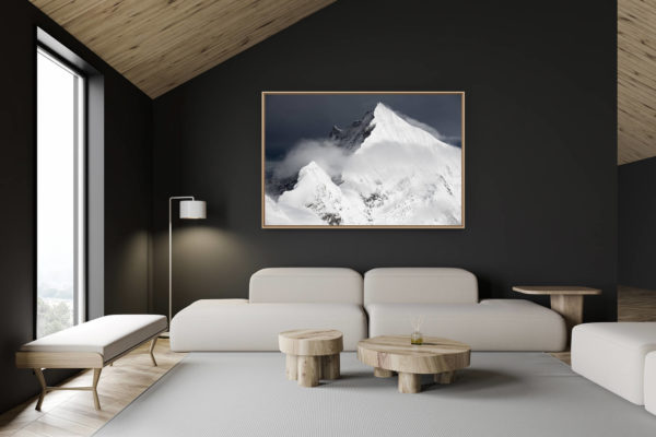 décoration chalet suisse - intérieur chalet suisse - photo montagne grand format - Weisshorn - Schaligrat - Schalihorn - massif montagneux photos montagnes enneigees en Suisses