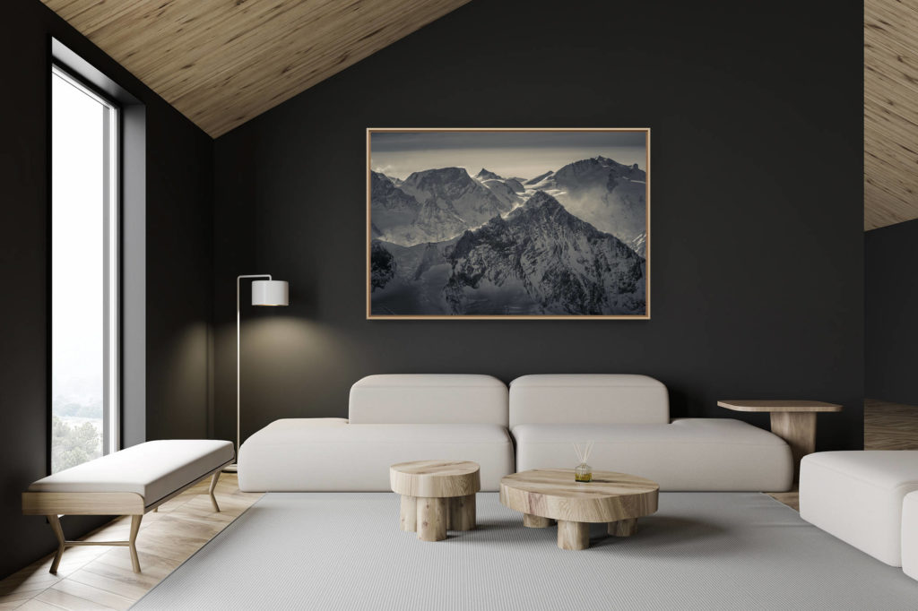 décoration chalet suisse - intérieur chalet suisse - photo montagne grand format - Photo montagne du Val d'Anniviers - Weisshorn - Alphubel - Strahlhorn