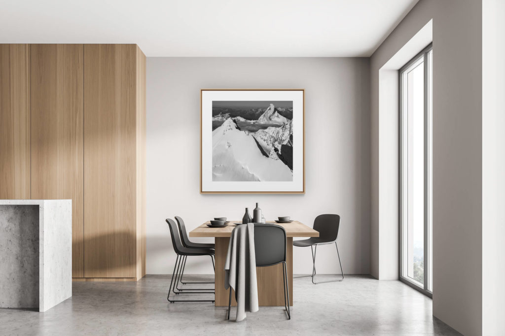 moderne Dekoration renovierte Küche Schweizer Chalet - Bergfoto - Matterhorn Schwarz-Weiß-Fotos - Bild schneebedeckter Berg Weisshorn