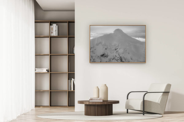 dekoration moderne wohnung - art deco design - Berg Bild - Crans Montana Schweiz in schwarz und weiss