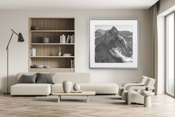 décoration chalet suisse - intérieur chalet suisse - photo montagne grand format - photo montagne suisse en hiver- photo montagne enneigée