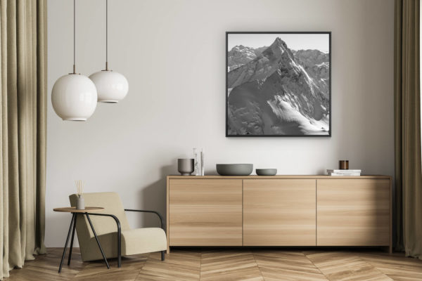 décoration murale salon - tableau photo montagne alpes suisses noir et blanc - photo montagne suisse en hiver- photo montagne enneigée