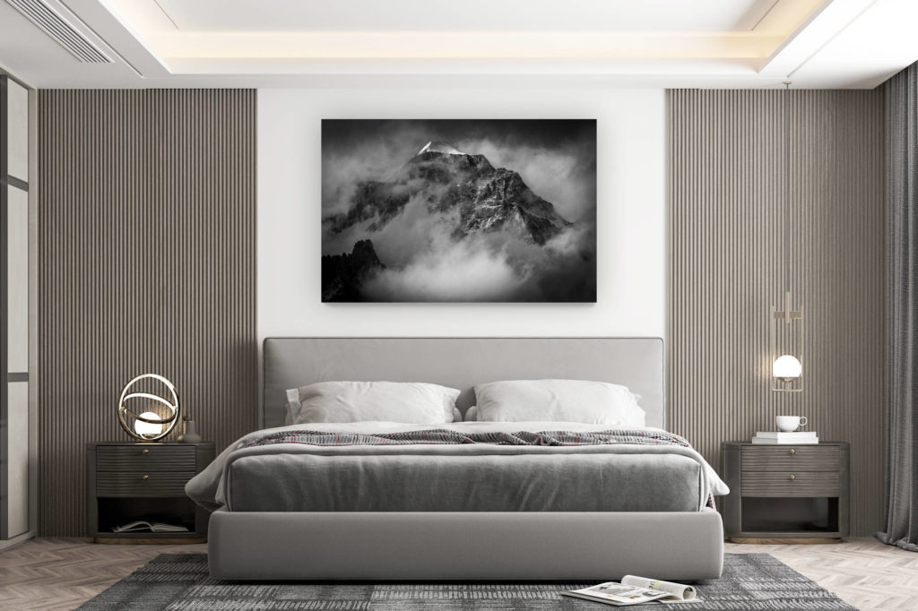 Wanddekoration Zimmer Design - Kauf großformatiges Bergfoto - Zermatt Tal - Schweizer Alpenpass - Wellenkupe