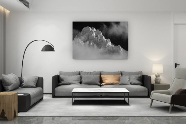 décoration salon contemporain suisse - cadeau amoureux de montagne suisse - Massif du Mont-Blanc - Photo aiguille du Chardonnet