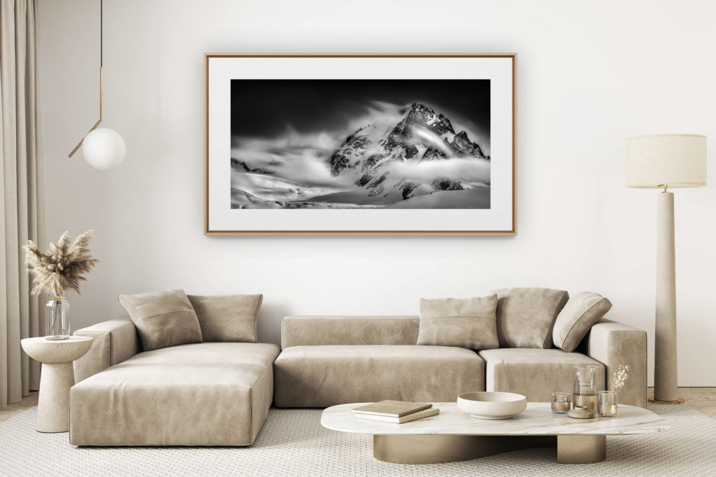 décoration salon clair rénové - photo montagne grand format - Posters et tirages d'art Massif du Mont Blanc