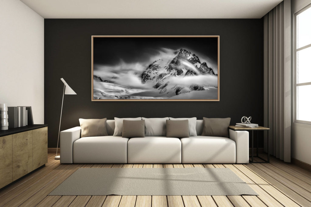 déco salon chalet rénové de montagne - photo montagne grand format -  - Posters et tirages d'art Massif du Mont Blanc
